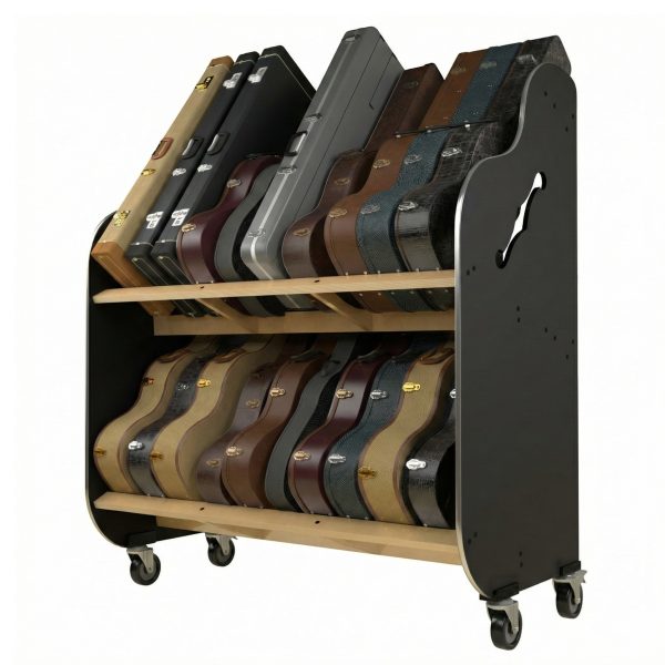 The Session-Pro™ Double-Stack Mobile Guitar & Case Shelf Racks